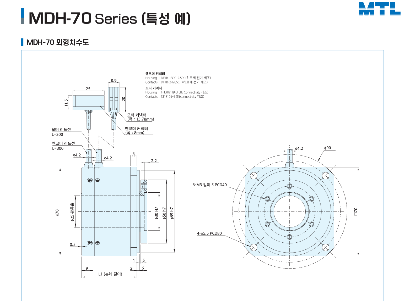 MDH-70 Series 외형치수도